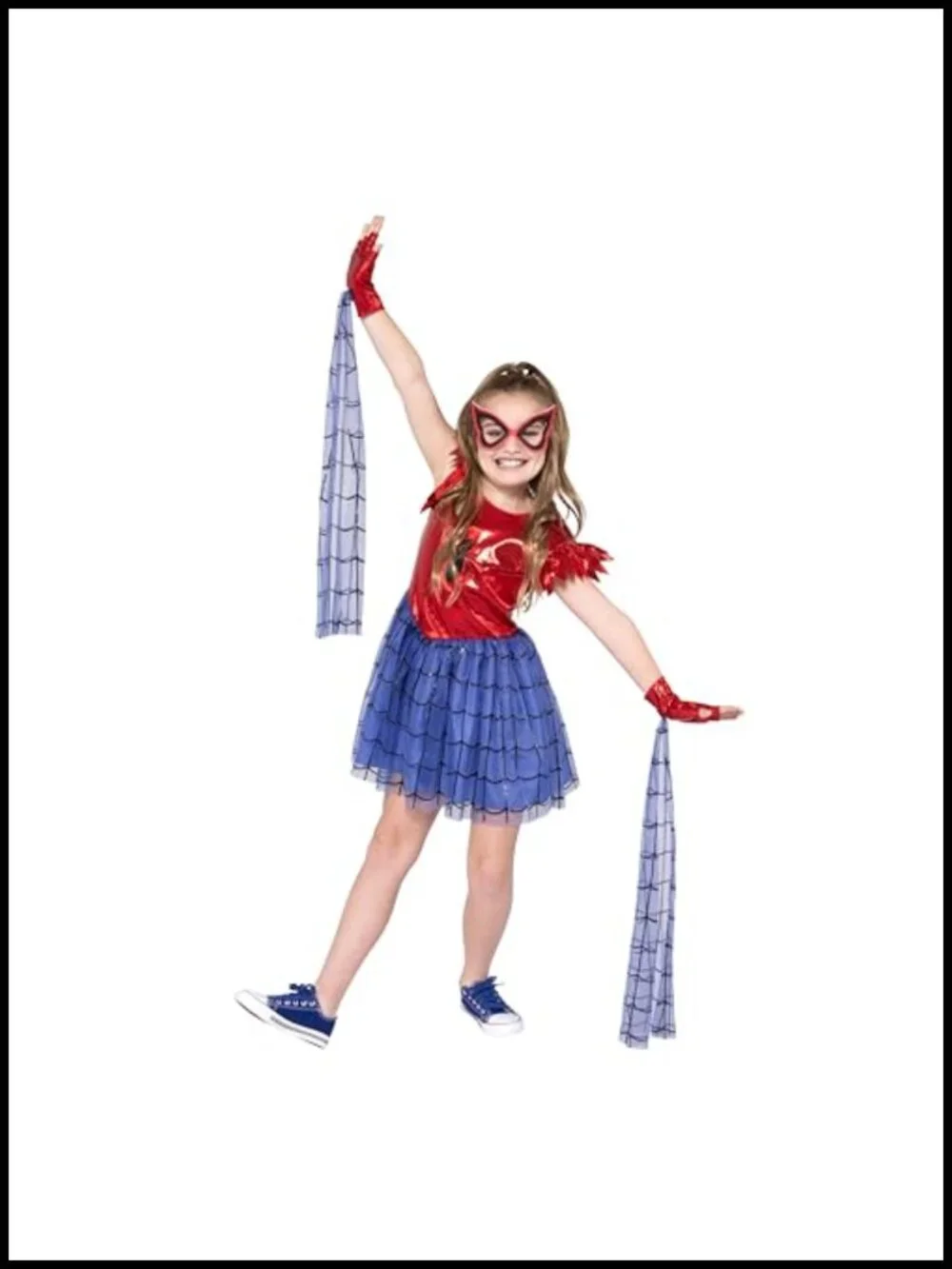 Marvel Spider-Man Youth Halloween Dress with Fabric Mask and Gloves
